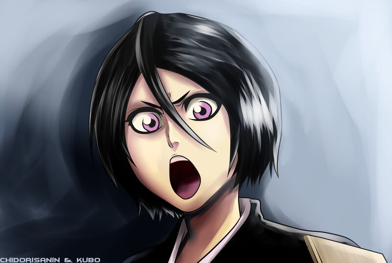 Anime Character with Purple Eyes — Black, Dramatic, Digital Art