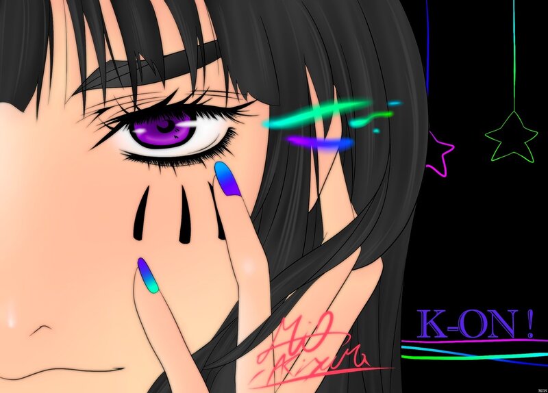 Anime Character with Purple Eyes — Black, Dramatic, Night, Tears