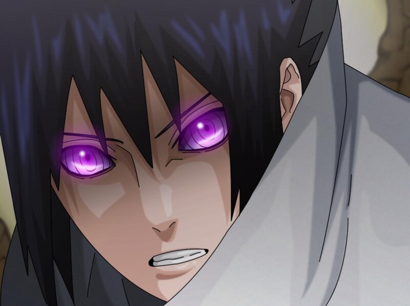 Anime Character with Purple Eyes — Black, Intense