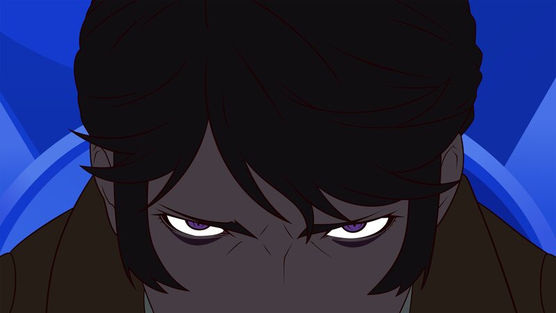 Anime Character with Purple Eyes — Blue, Intense