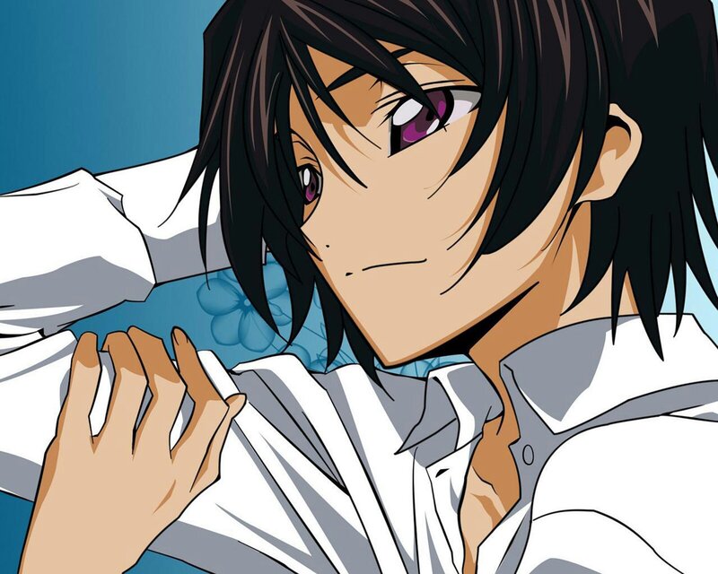Anime Character with Purple Eyes — Blue, Serious