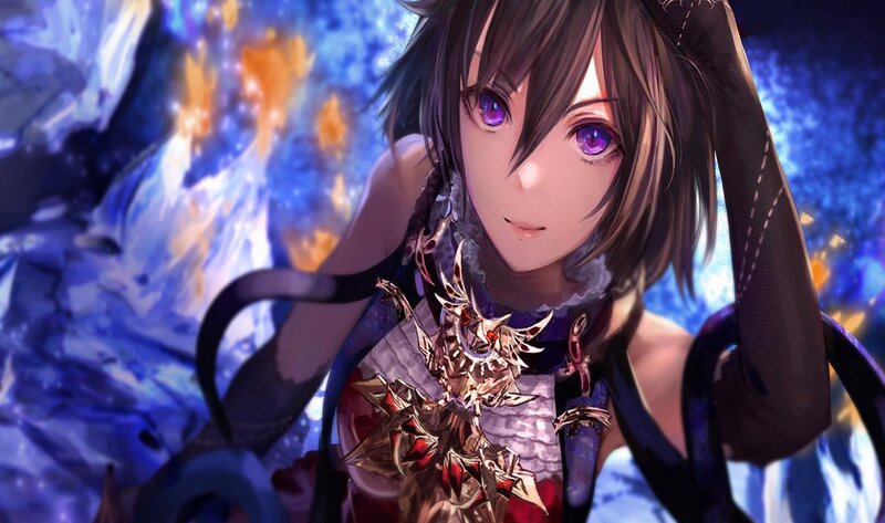 Anime Character with Purple Eyes — Dramatic, Digital Art, Dragon Armor