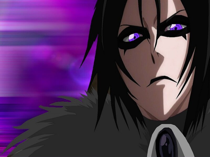 Anime Character with Purple Eyes — Dramatic, Purple Background