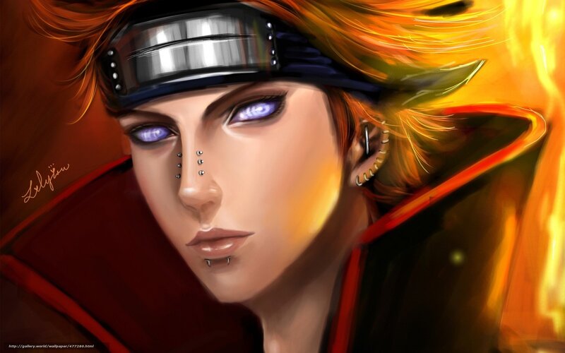 Anime Character with Purple Eyes — Orange, Dramatic, Digital Art