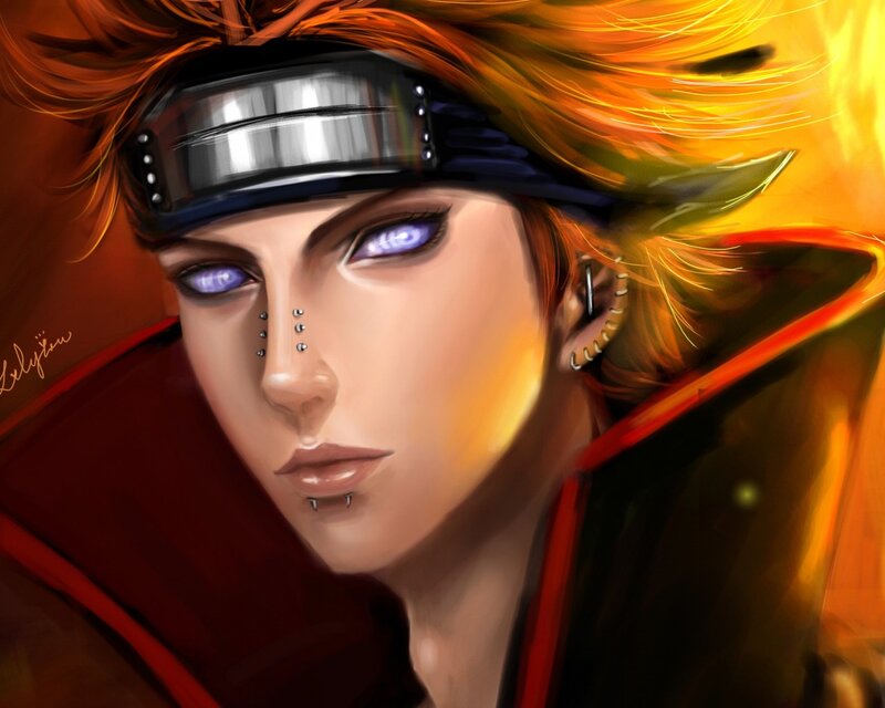 Anime Character with Purple Eyes — Orange