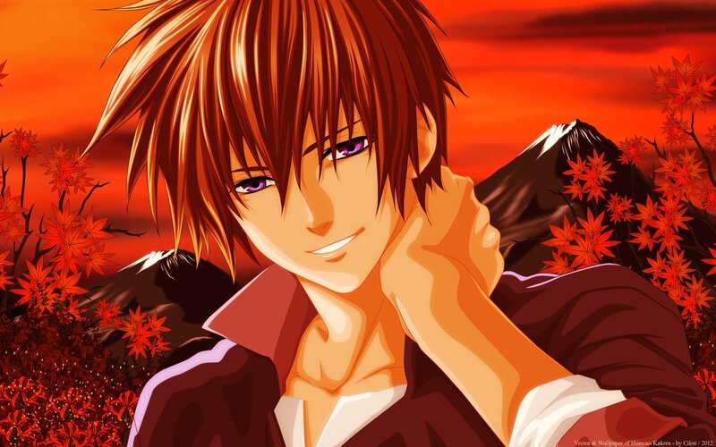 Anime Character with Purple Eyes — Red, Dramatic