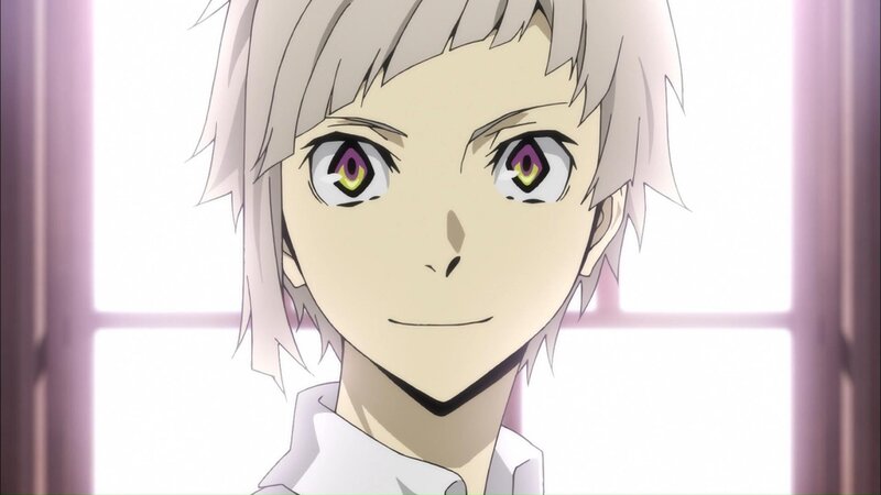 Anime Character with Purple Eyes — White, Calm