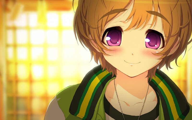 Anime Character with Purple Eyes — Yellow, Calm
