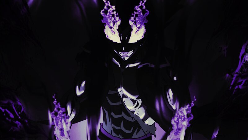 Anime Character with Purple Flames
