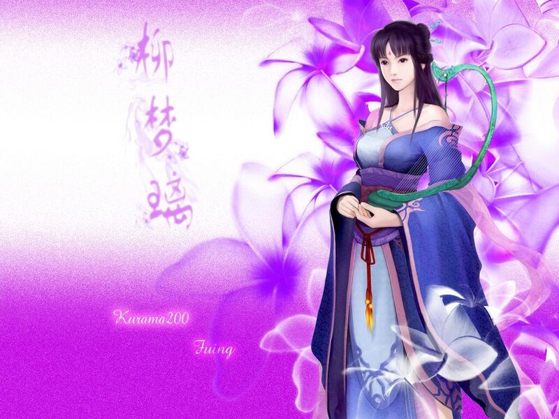 Anime character with purple flowers