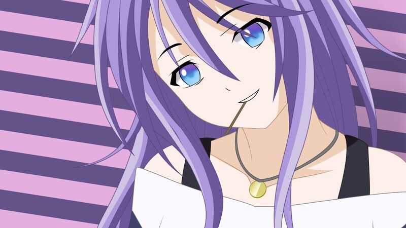 anime character with purple hair