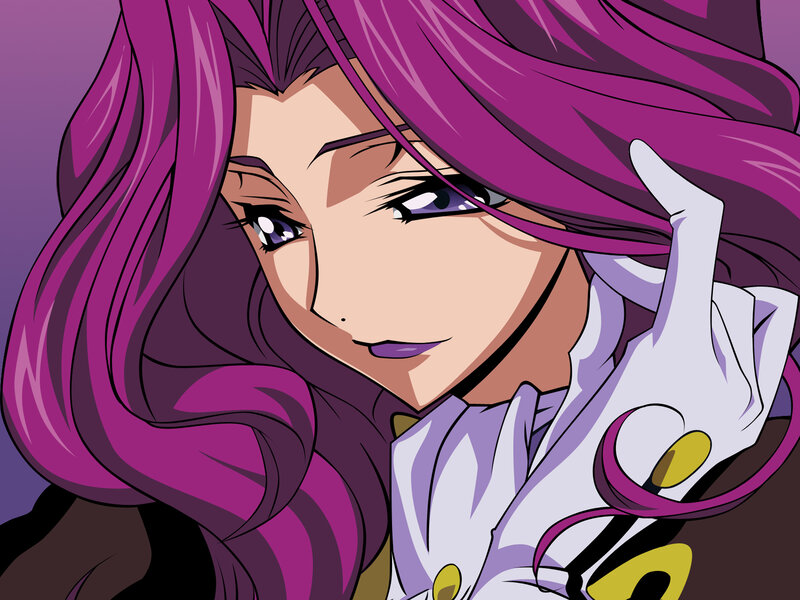 anime character with purple hair
