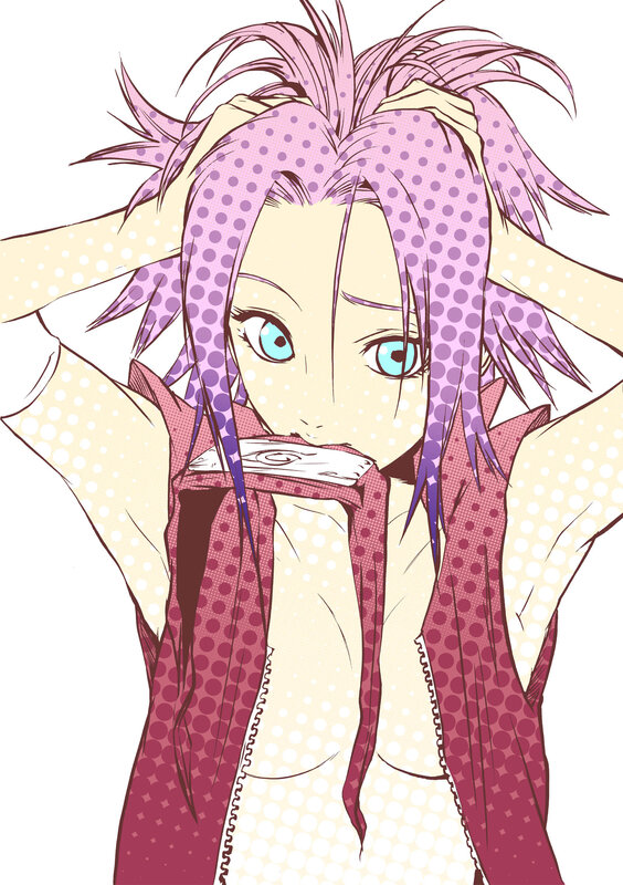 anime character with purple hair