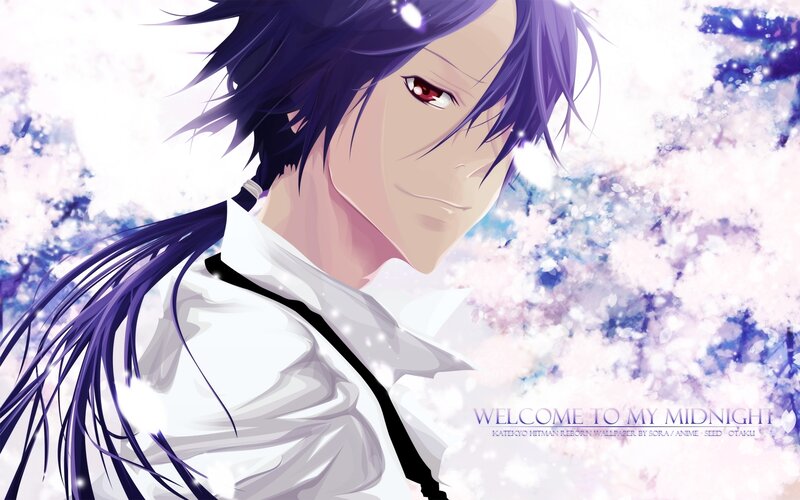 anime character with purple hair