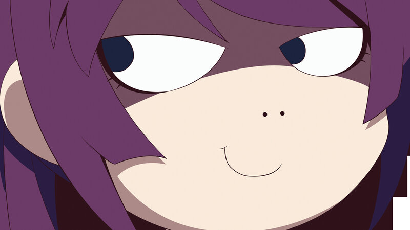 anime character with purple hair