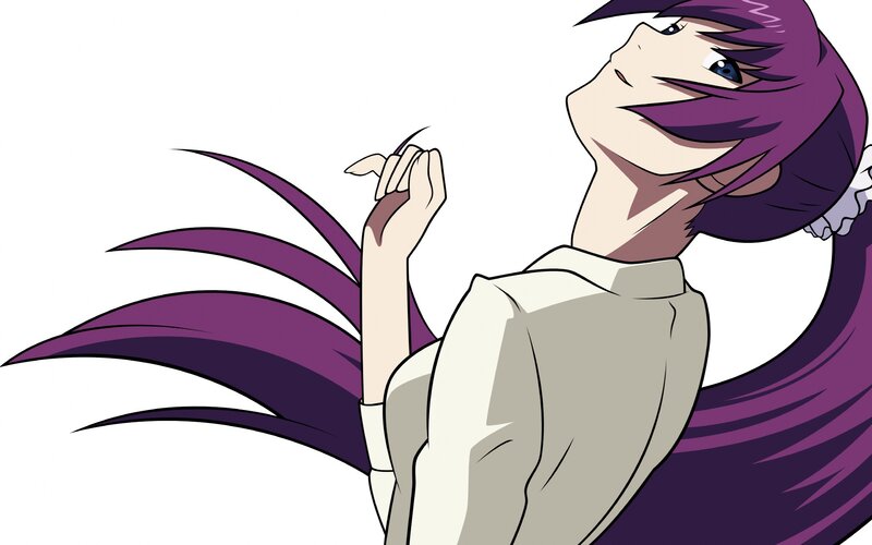 anime character with purple hair