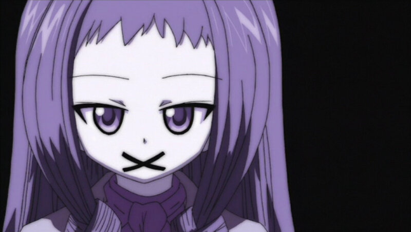 anime character with purple hair