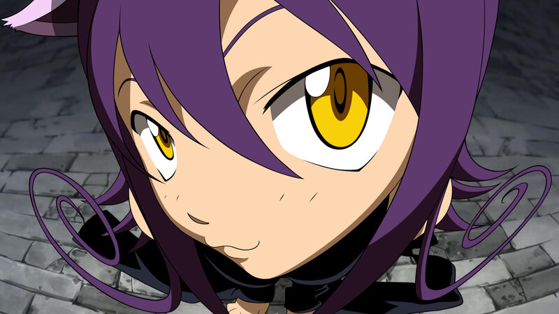 anime character with purple hair