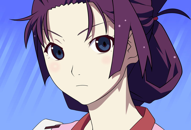 anime character with purple hair