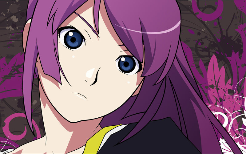 anime character with purple hair