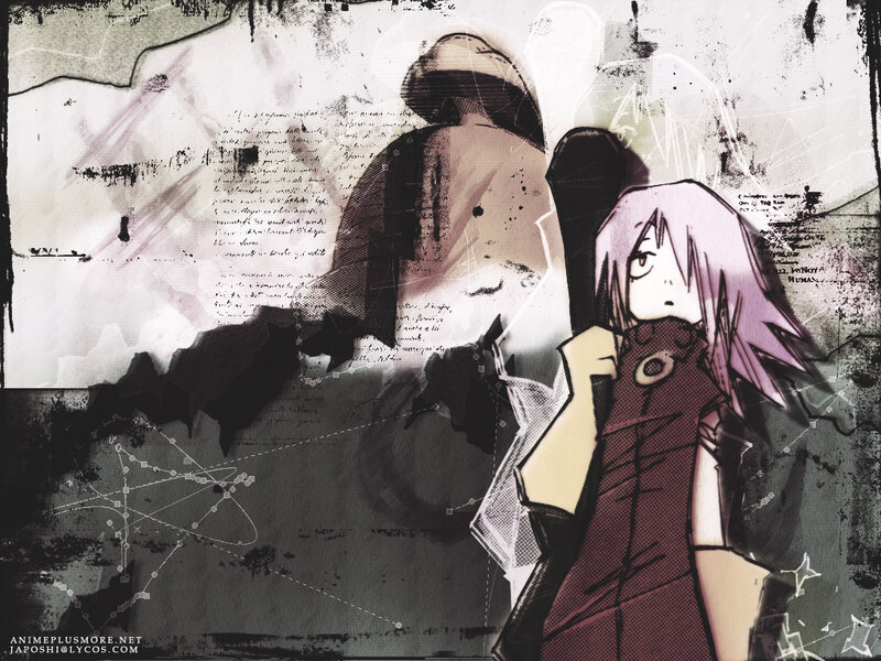 anime character with purple hair