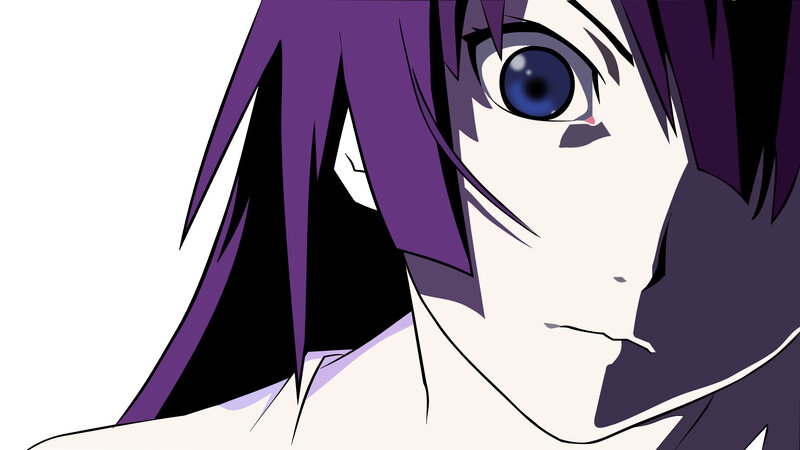 anime character with purple hair