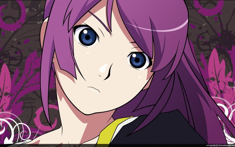 anime character with purple hair