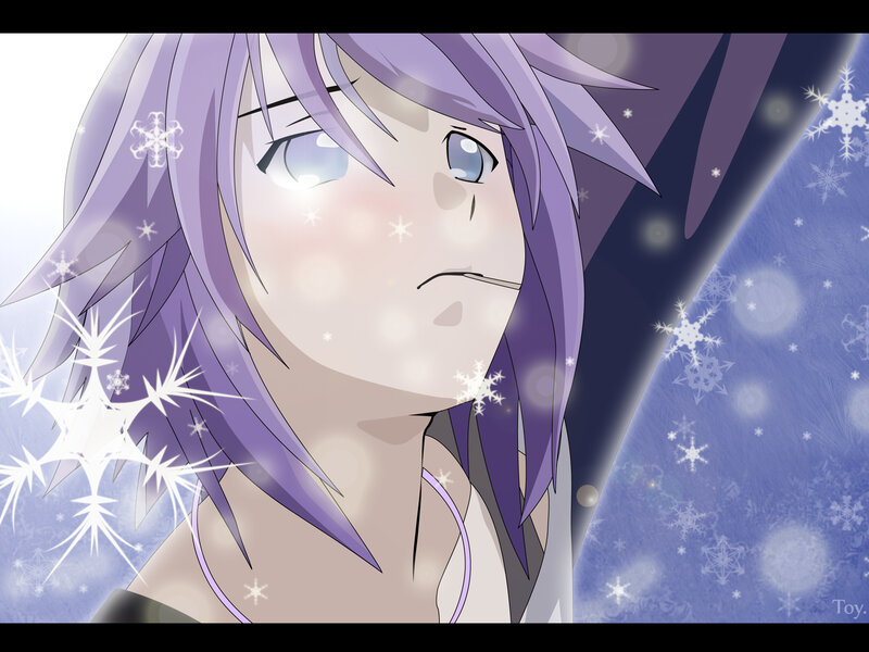 anime character with purple hair