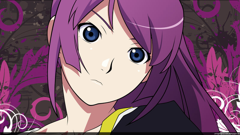 anime character with purple hair