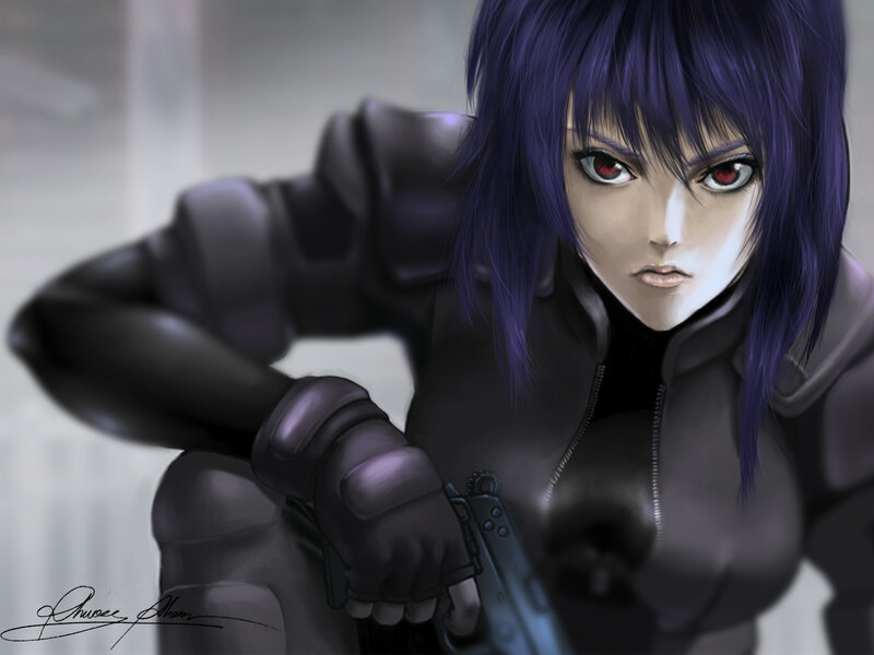 anime character with purple hair