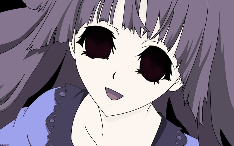 anime character with purple hair