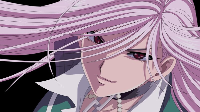 anime character with purple hair