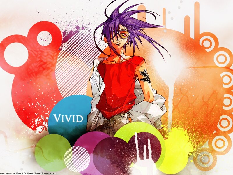 anime character with purple hair