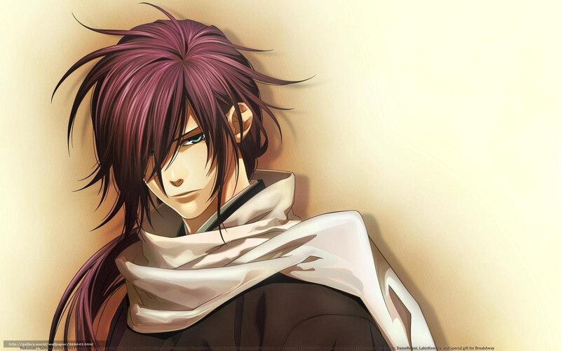 anime character with purple hair