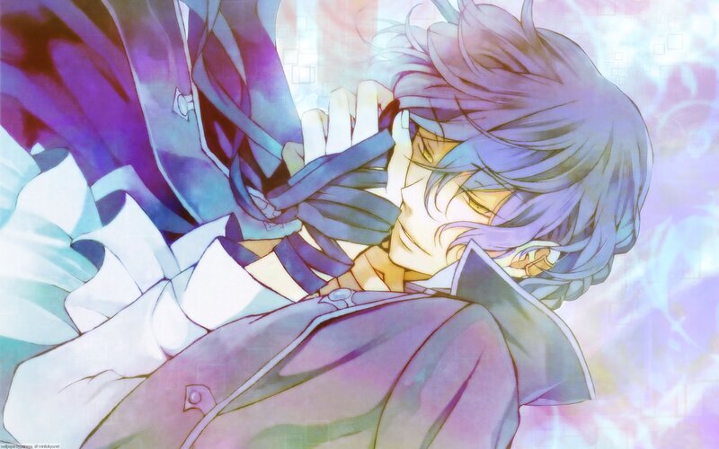 anime character with purple hair