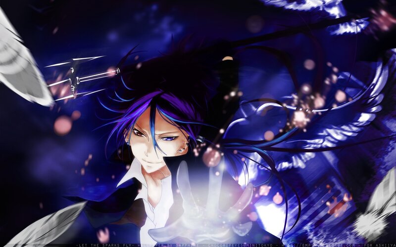 Anime character with purple hair