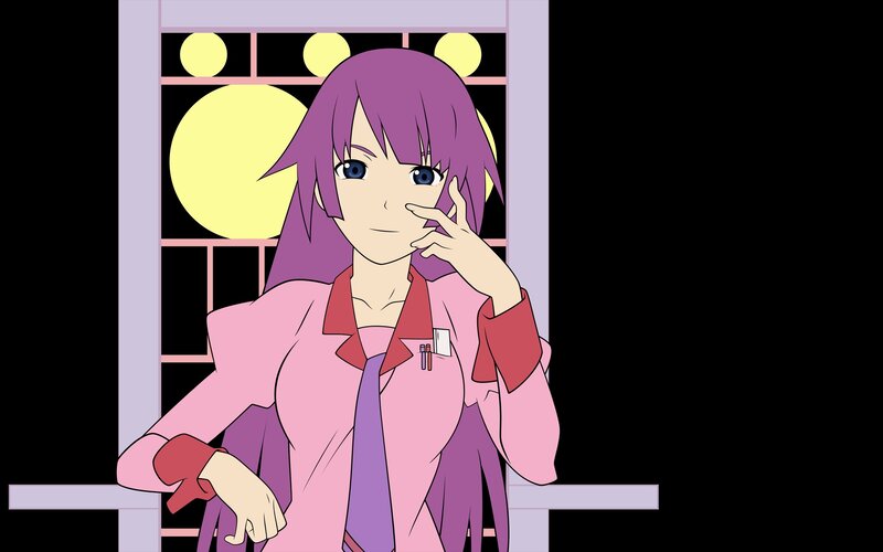 anime character with purple hair