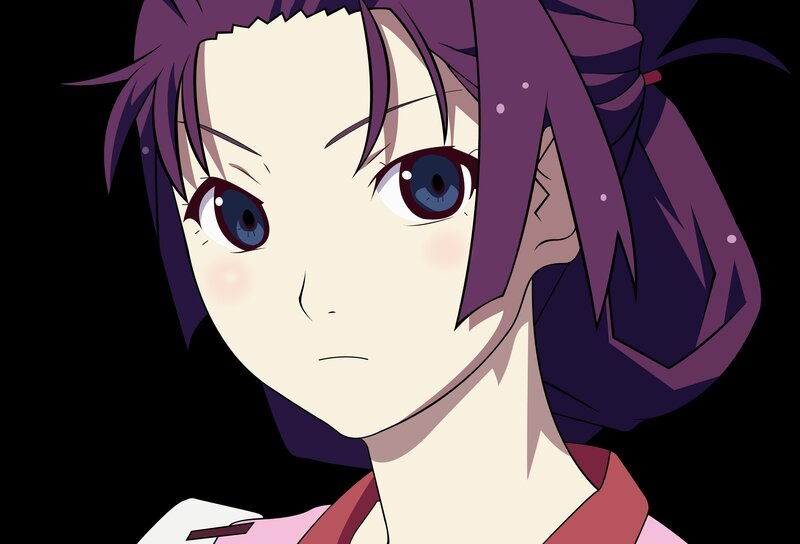 anime character with purple hair