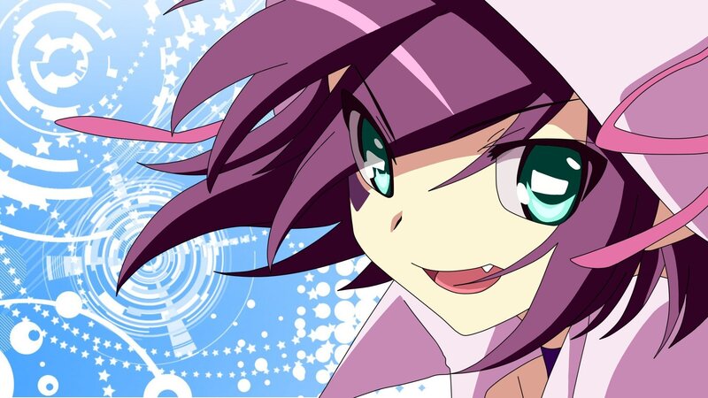 anime character with purple hair