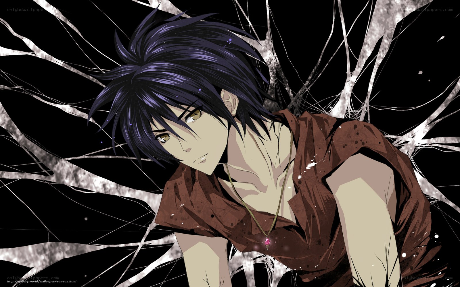 anime character with purple hair