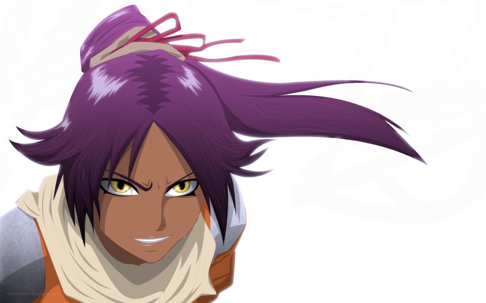anime character with purple hair