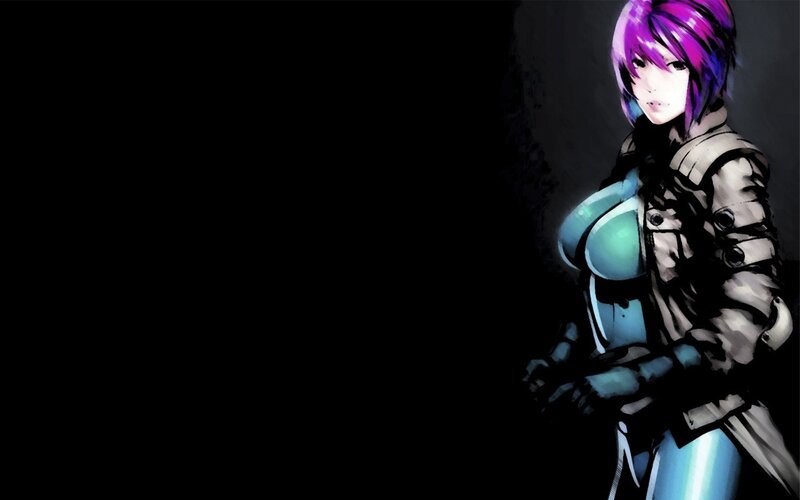 anime character with purple hair