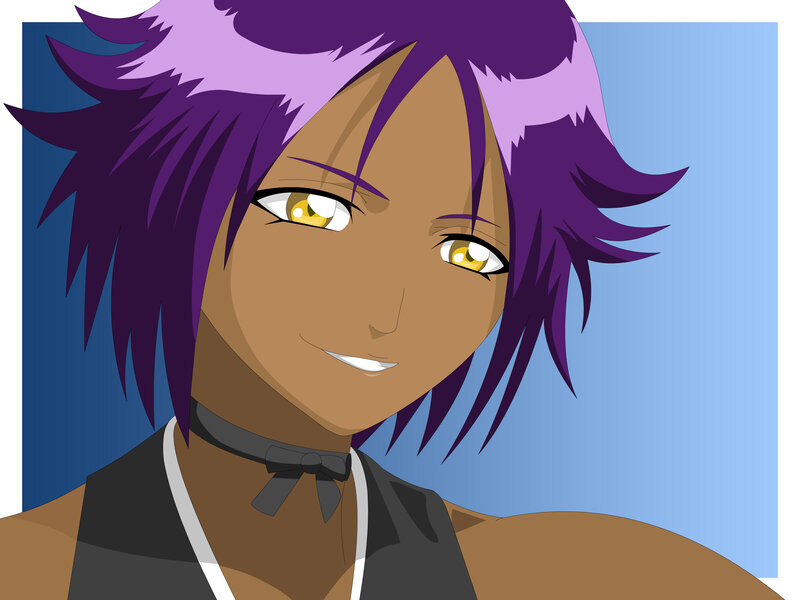 anime character with purple hair