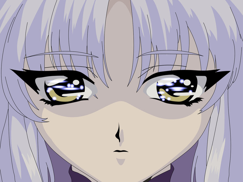 anime character with purple hair
