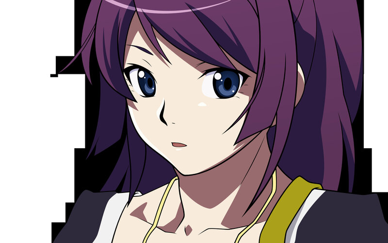 anime character with purple hair