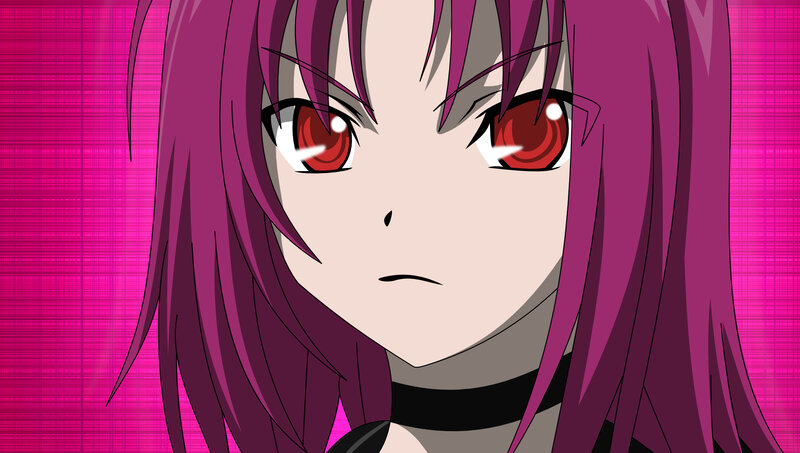 anime character with purple hair