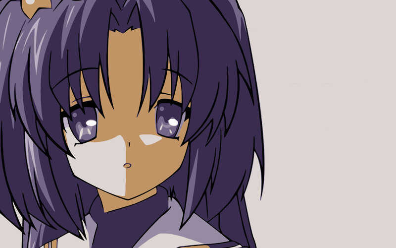 anime character with purple hair