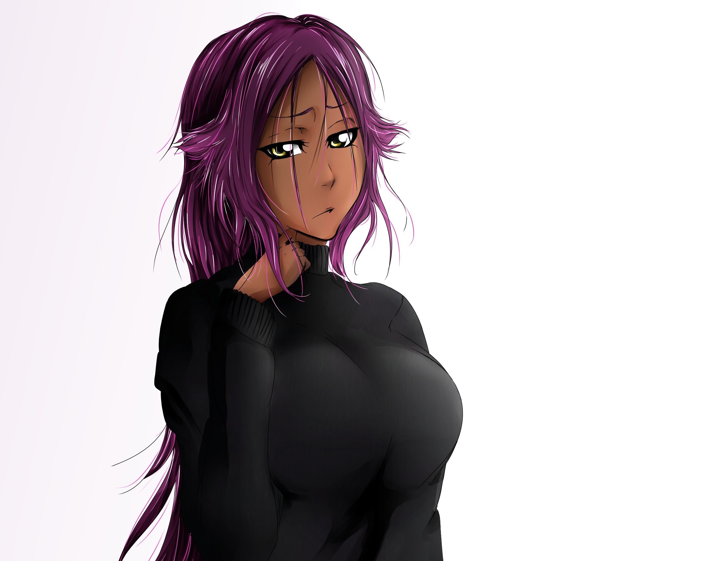 anime character with purple hair