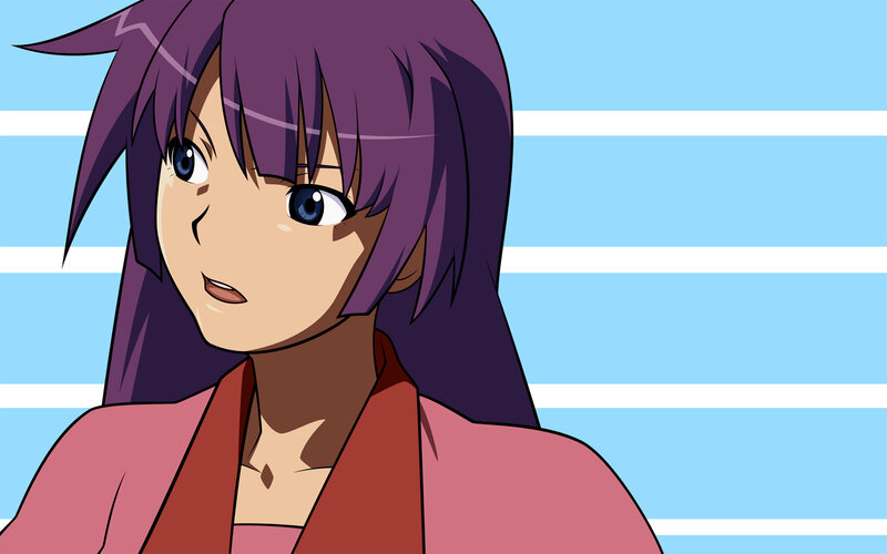 anime character with purple hair