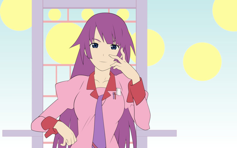 anime character with purple hair